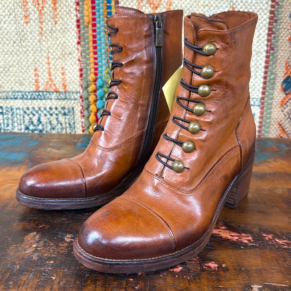 Jo Ghost cognac leather studded boots. New with tags.